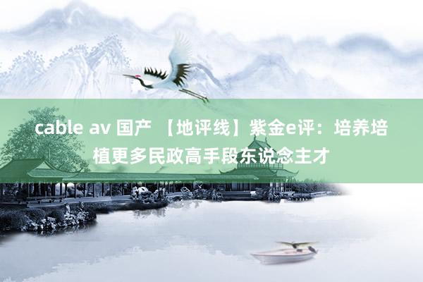 cable av 国产 【地评线】紫金e评：培养培植更多民政高手段东说念主才