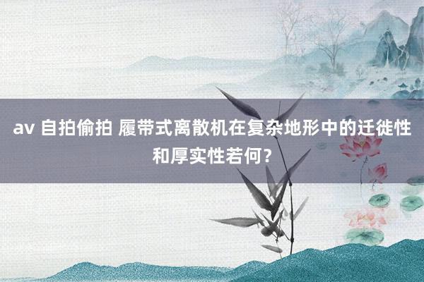 av 自拍偷拍 履带式离散机在复杂地形中的迁徙性和厚实性若何？