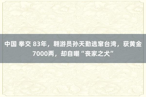 中国 拳交 83年，翱游员孙天勤逃窜台湾，获黄金7000两，却自嘲“丧家之犬”