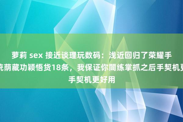 萝莉 sex 接近谈理玩数码：浅近回归了荣耀手机系统荫藏功颖悟货18条，我保证你闇练掌抓之后手契机更好用