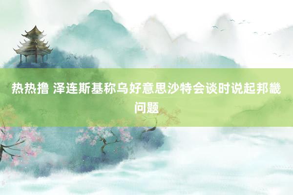 热热撸 泽连斯基称乌好意思沙特会谈时说起邦畿问题