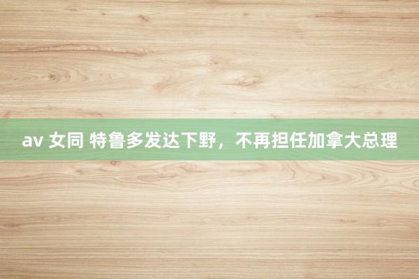 av 女同 特鲁多发达下野，不再担任加拿大总理
